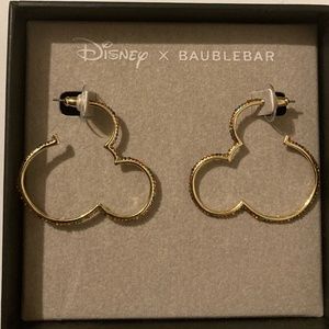 Disney x Baublebar Mickey Mouse Rainbow Crystal Mickey Mouse Hoops NIB